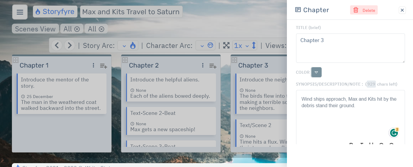 Storyfyre Origin Scene Map Chapter Edit