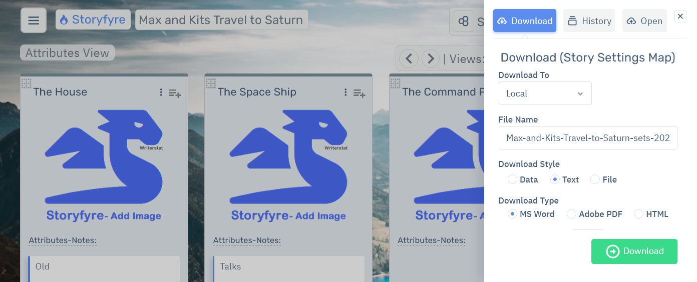 Storyfyre Origin Story Settings Download