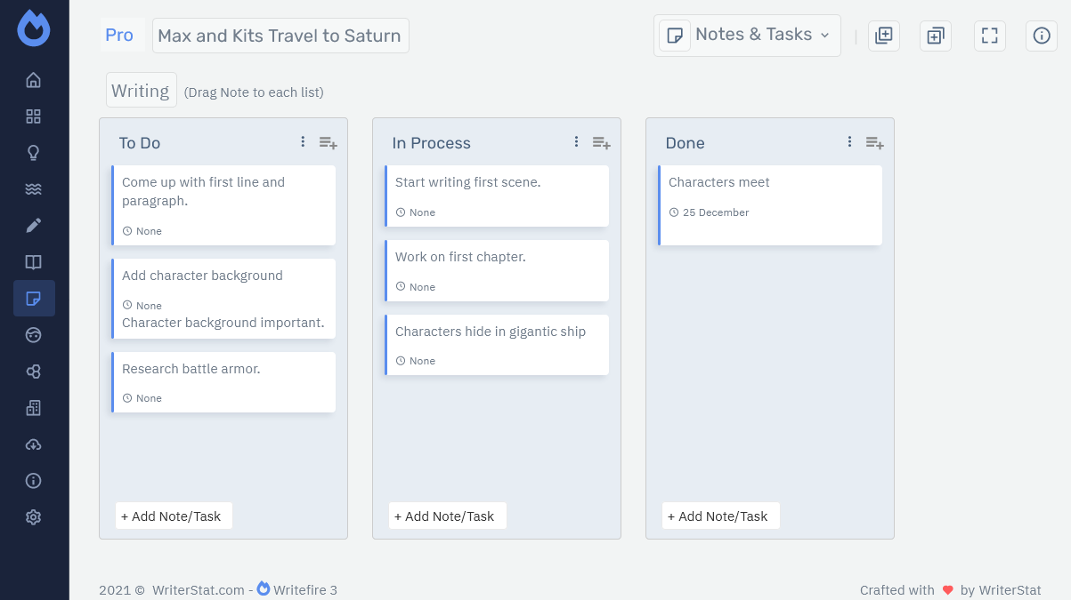 Storyfyre Pro Notes & Tasks Map