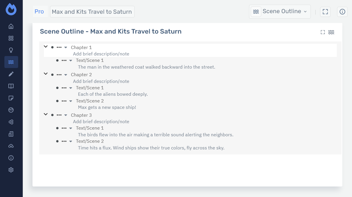 Storyfyre Pro Scene Outline